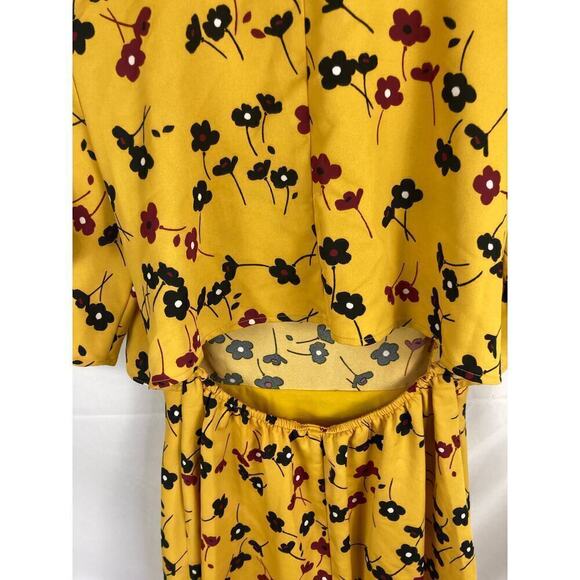 BCBGeneration Floral bow Tie Short Sleeve Dress Yellow Size XXS - Picture 8 of 9